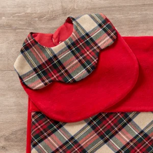 Bavetta in ciniglia con inserto in flanella scozzese