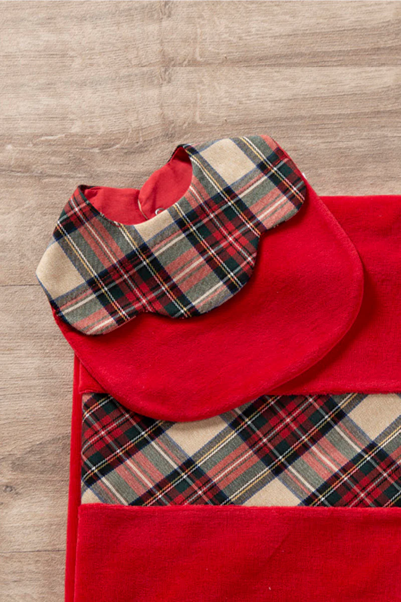 Bavetta in ciniglia con inserto in flanella scozzese - immagine 2