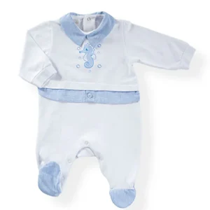 Completo 2 pezzi in cotone elasticizzato con stampa ed inserti in tessuto effetto lino
