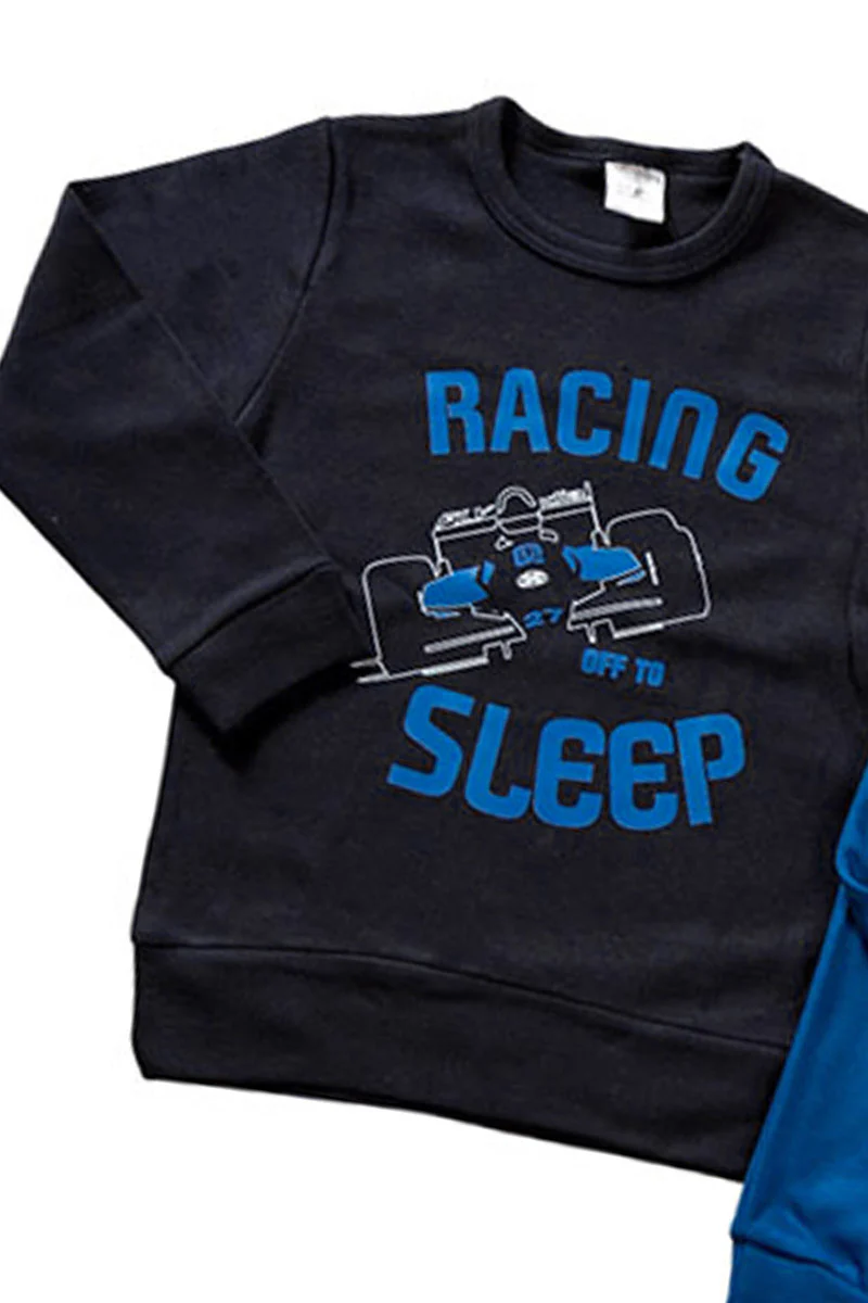 Pigiama in caldo cotone con stampa e pantalone in contrasto - immagine 4