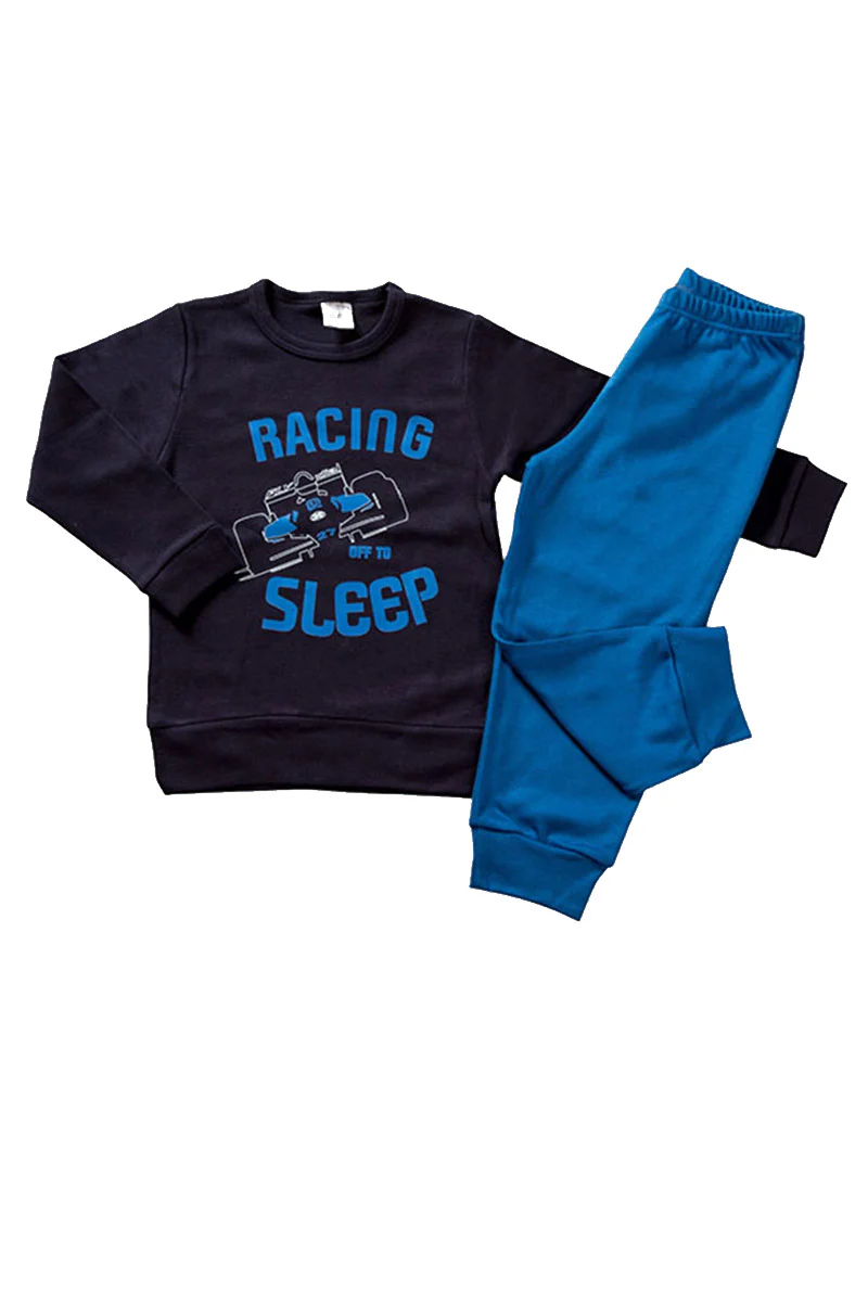 Pigiama in caldo cotone con stampa e pantalone in contrasto - immagine 3