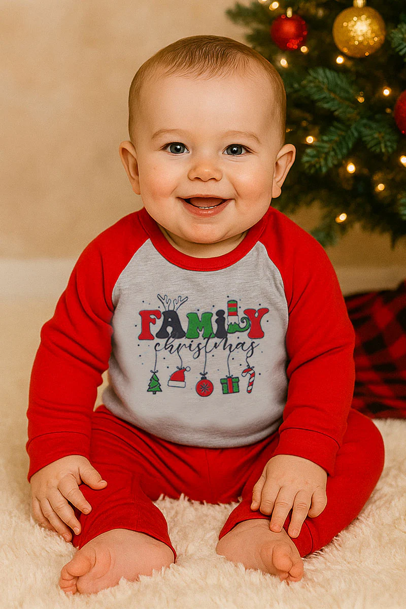 Pigiama neonata/o in caldo cotone con stampa natalizia - immagine 2