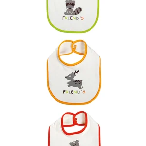 Bavetta in cotone con stampa Friend's e animaletti