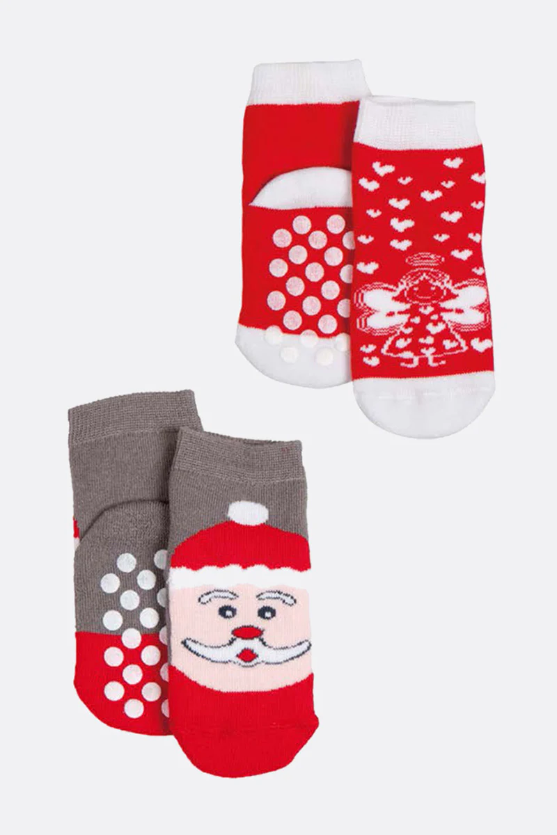 Calzino in spugna con applicazione antiscivolo fantasia natale - immagine 3