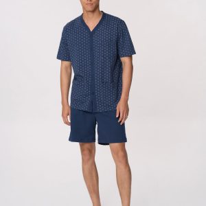 Pigiama corto uomo marca Ragno modello aperto avanti in 100%  puro cotone