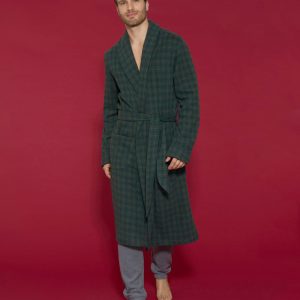 Vestaglia uomo marca Ragno modello sciallato lungo Verde bosco