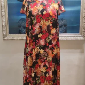 Abito fluido in raso stampato floreale