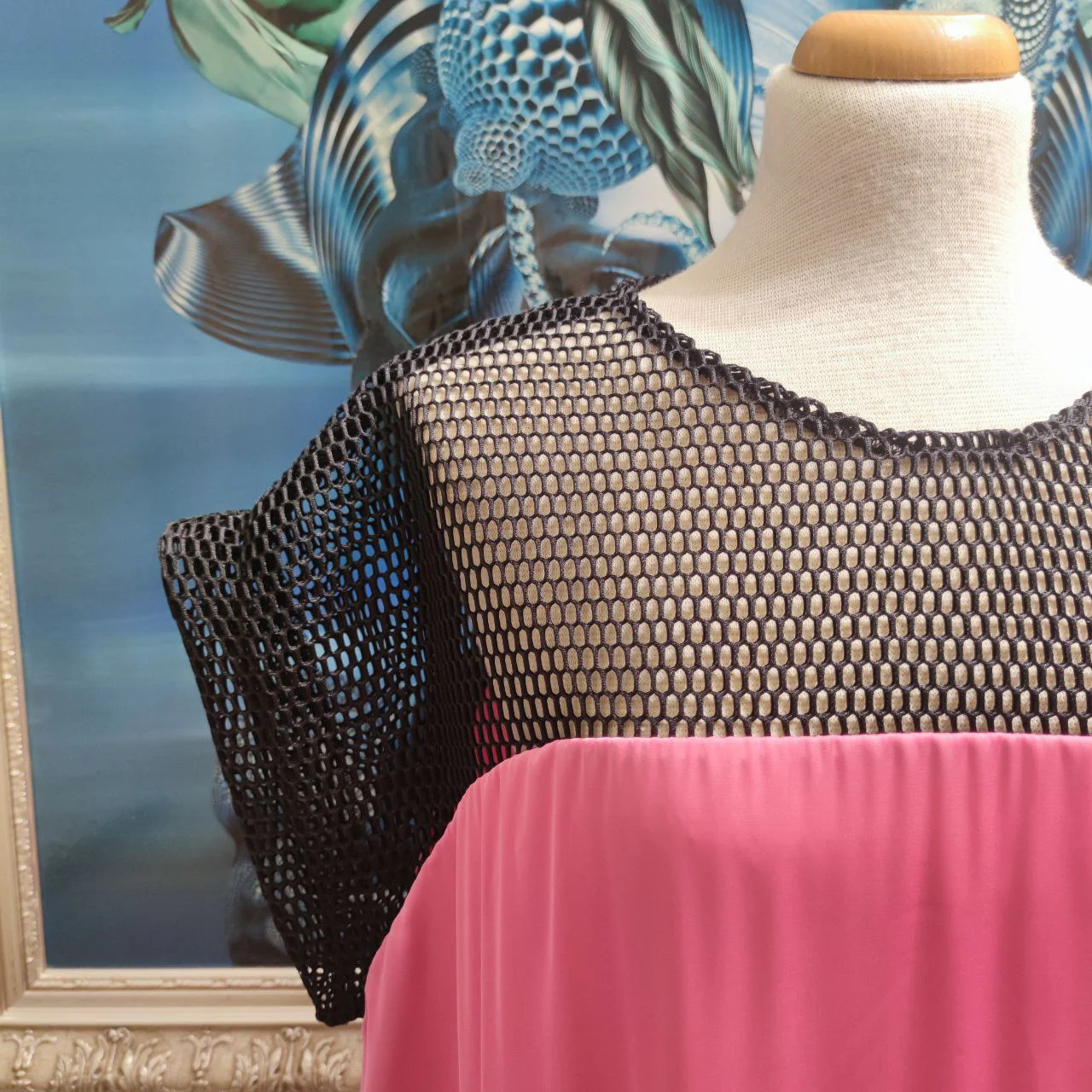 VESTITO CURVY RETE E SATIN pink