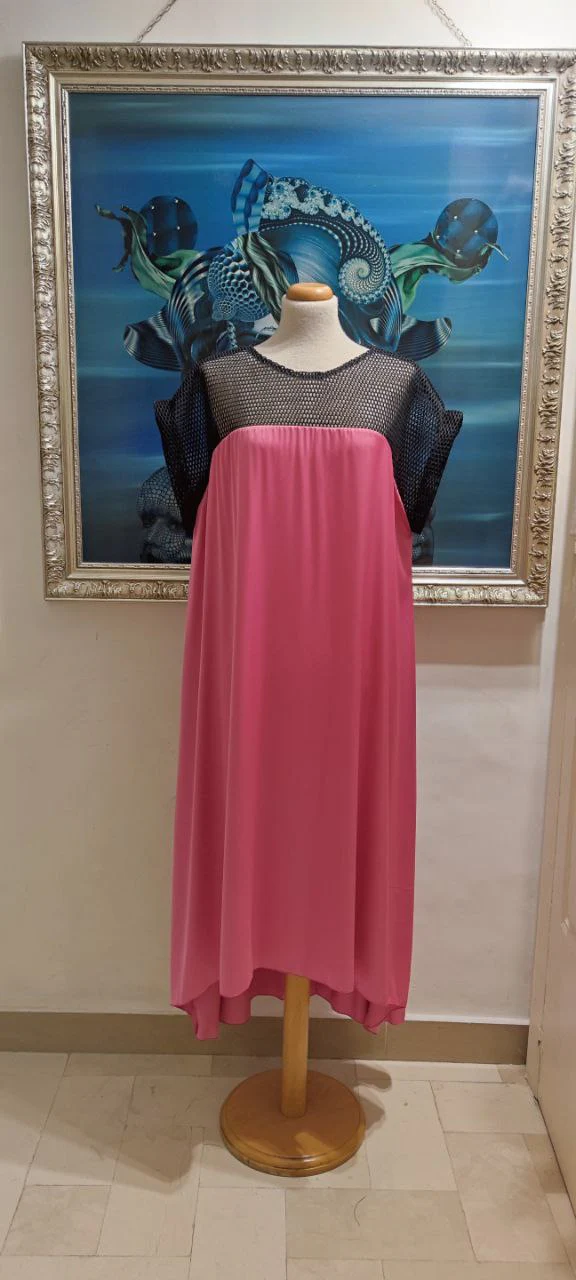 VESTITO CURVY RETE E SATIN pink - immagine 3