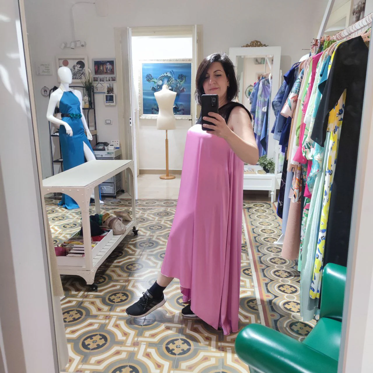 VESTITO MIDI RETE E SATIN pink - immagine 6