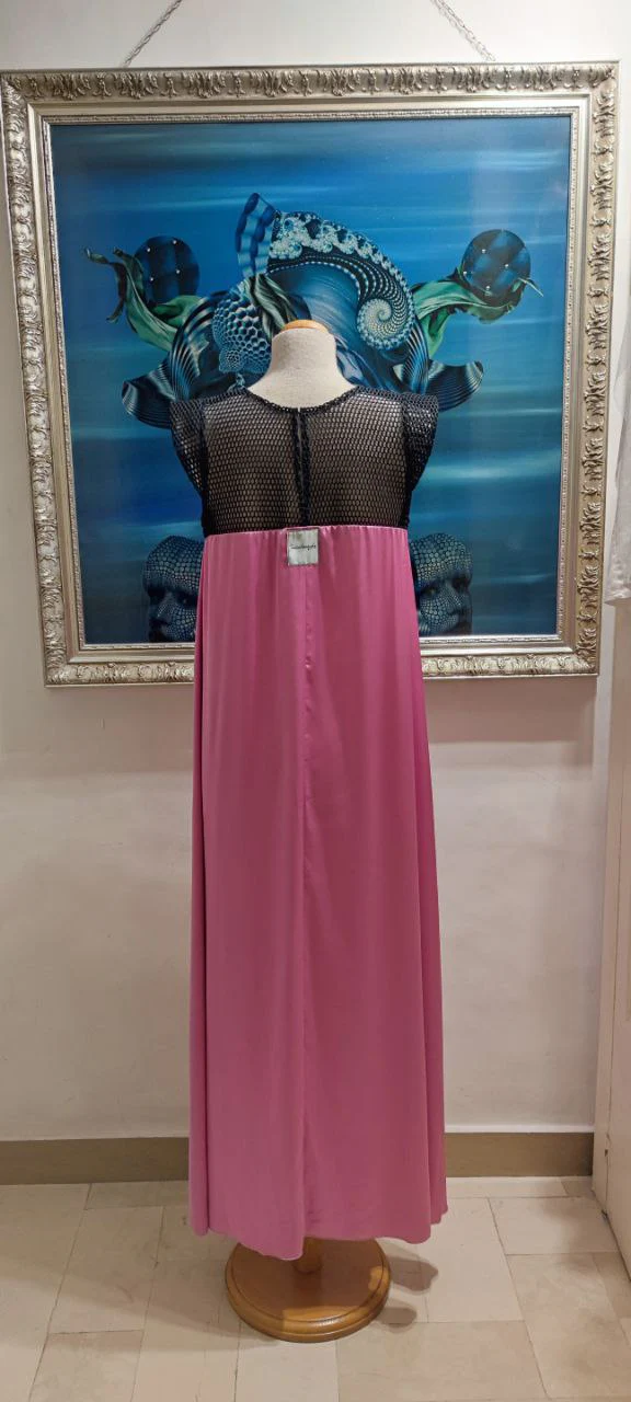 VESTITO MIDI RETE E SATIN pink - immagine 4