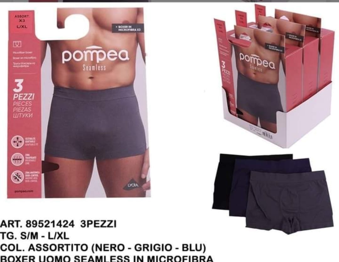 Boxeruomo marca Pompea in microfibra morbida ed elasticizzata in confezione da 3 pezzi - immagine 8