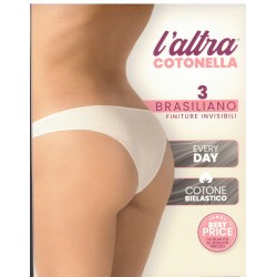 Slip donna a brasiliano a vita bassa marca Cotonella serie Essential art. 3490 confezione da tre pezzi - immagine 4