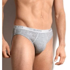 Slip uomo marca Sloggi modello Mini Basic in cotone elasticizzato in confezione da 2 pezzi