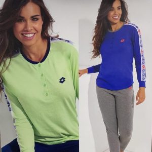 Pigiama donna LOTTO a maniche lunghe in 100% puro cotone