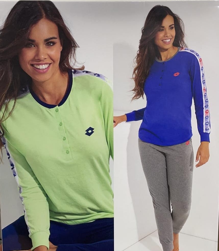 Pigiama donna LOTTO a maniche lunghe in 100% puro cotone