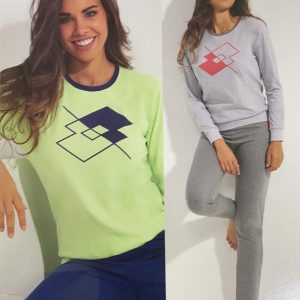 Pigiama donna LOTTO a maniche lunghe in 100% puro cotone