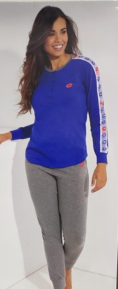 Pigiama donna LOTTO a maniche lunghe in 100% puro cotone - immagine 4
