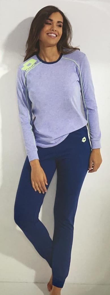 Pigiama donna LOTTO a maniche lunghe in 100% puro cotone - immagine 4