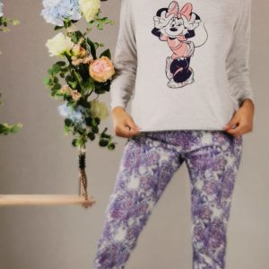 Pigiama donna Minnie Mouse maniche lunghe in 100% cotone