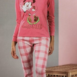 Pigiama donna Minnie Mouse maniche lunghe in 100% cotone
