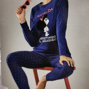 Pigiama donna Mafalda maniche lunghe in 100% cotone
