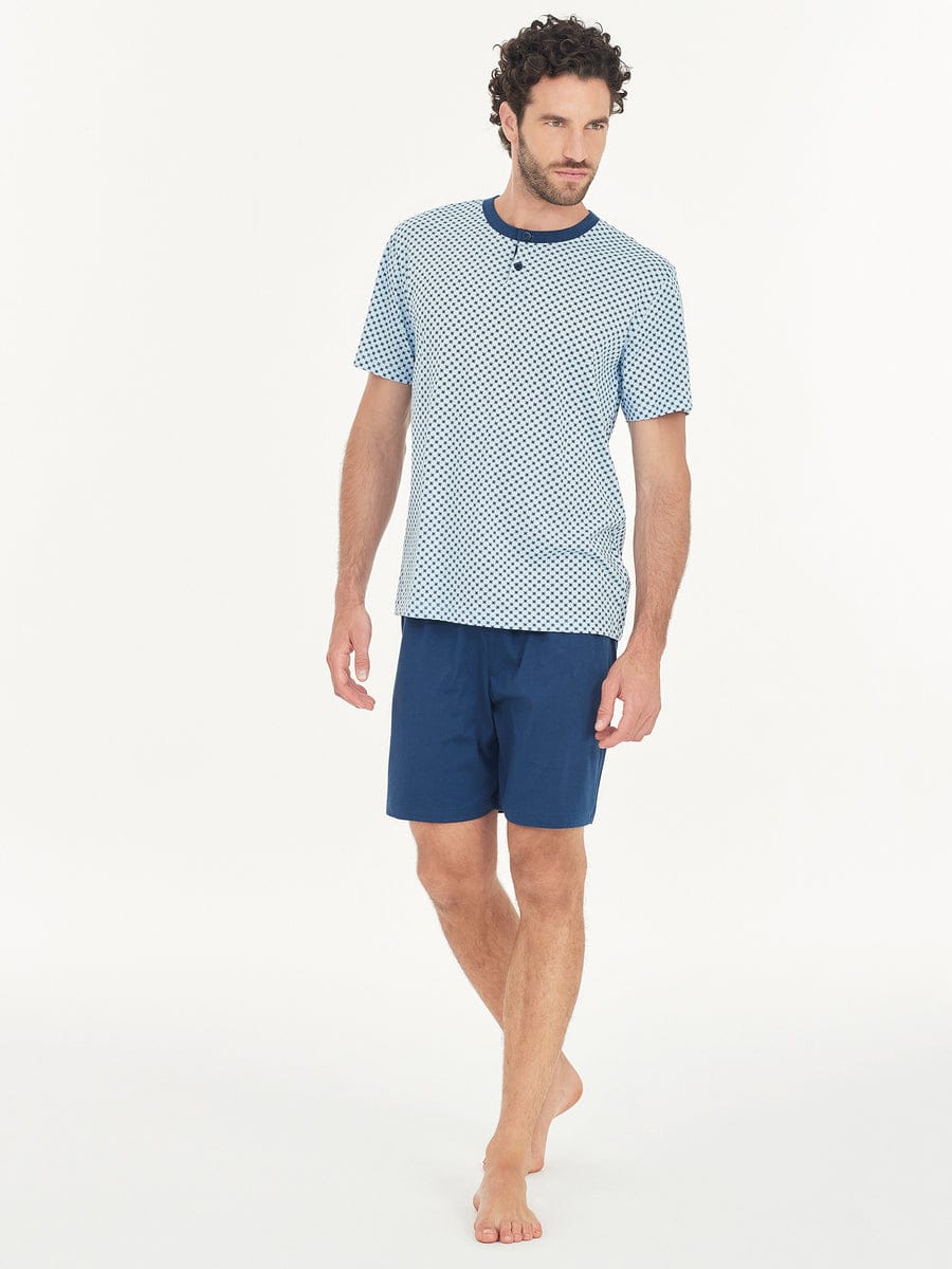 Pigiama uomo Ragno art. U444NT col. 206F a tre pezzi, maglia a mezza manica, pantalone lungo e pantalone corto in puro cotone - immagine 4