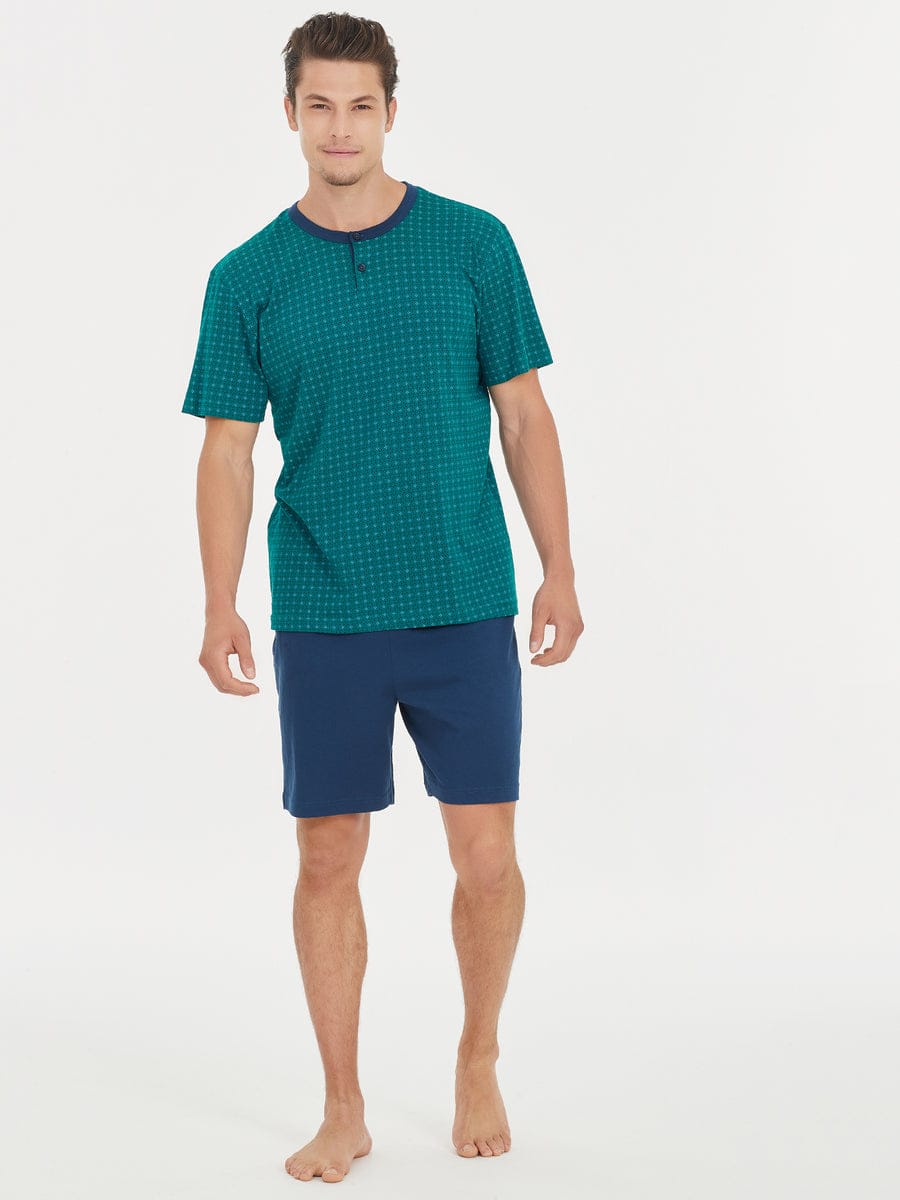 Pigiama uomo Ragno art. U446NT col. 237F a tre pezzi, maglia a mezza manica, pantalone lungo e pantalone corto in puro cotone - immagine 4