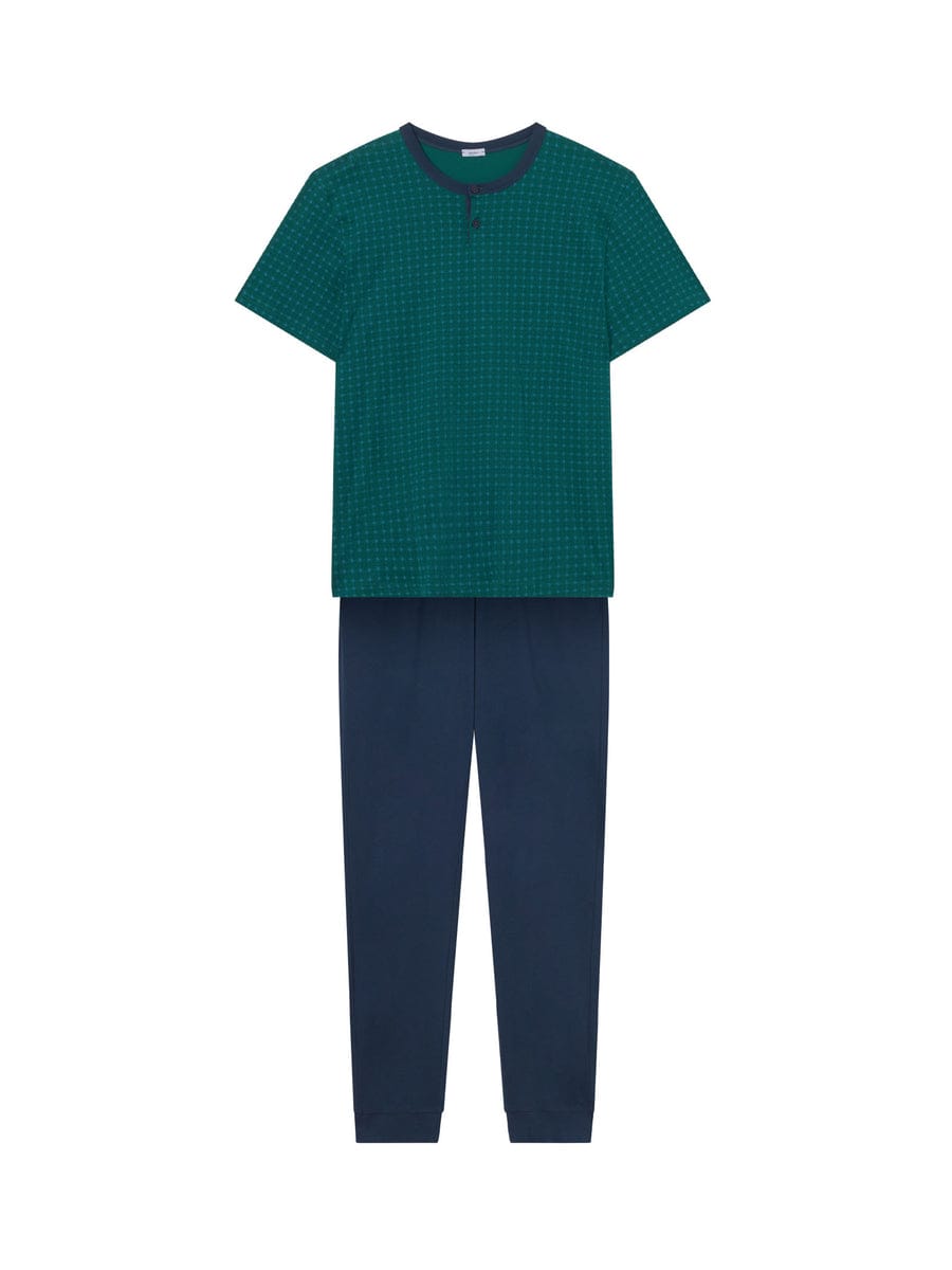 Pigiama uomo Ragno art. U446NT col. 237F a tre pezzi, maglia a mezza manica, pantalone lungo e pantalone corto in puro cotone - immagine 5