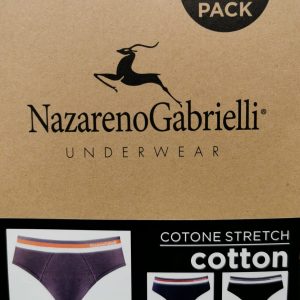 Slip uomo Nazareno Gabrielli in cotone bielastico con elastico esterno in confezione da tre pezzi
