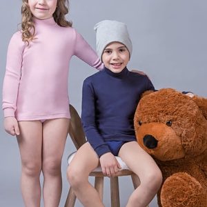 Maglia Bimbissimi a lupetto manica lunga bambino/a in 100% puro caldo cotone dai 3 ai 16 anni