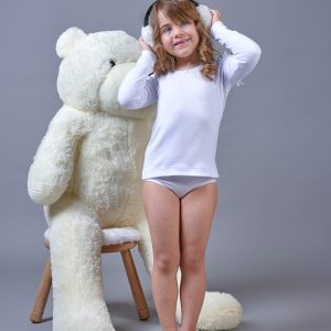 Maglia Bimbissimi manica lunga girocollo bambina in 100% puro caldo cotone dai 3 ai 16 anni