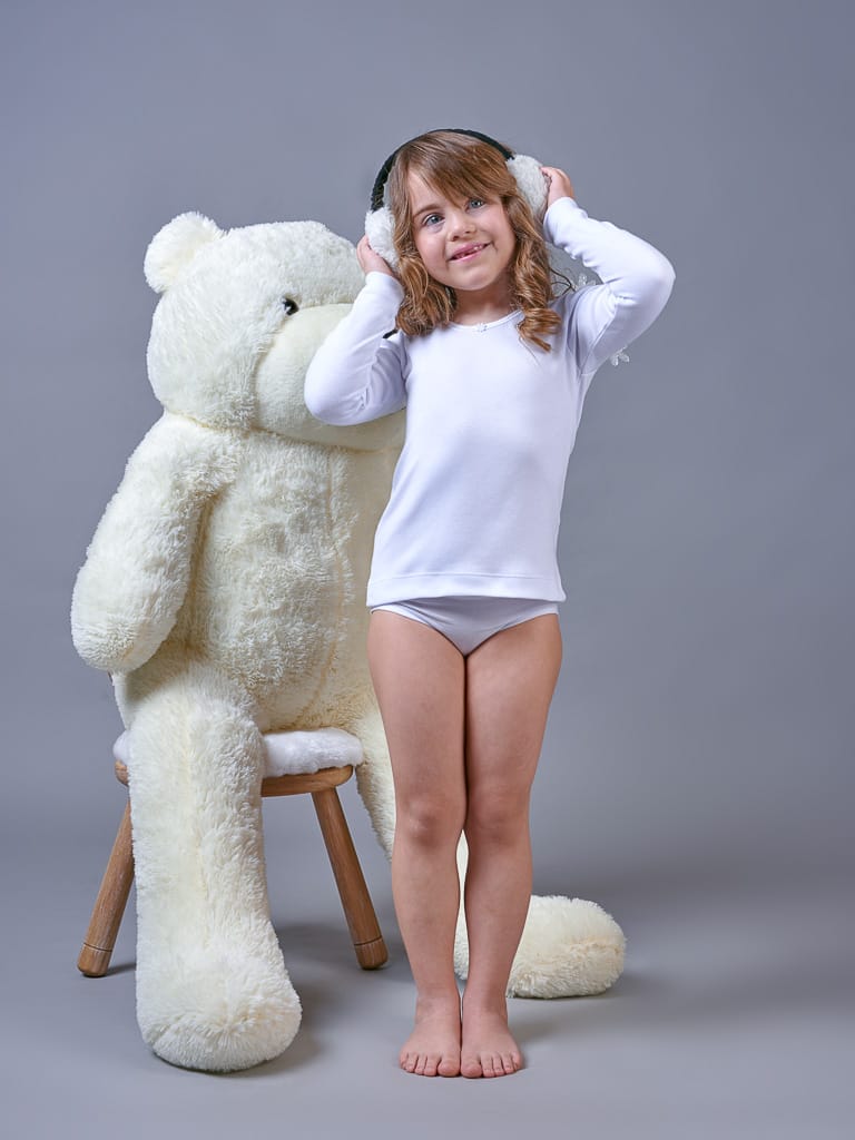 Maglia Bimbissimi manica lunga girocollo bambina in 100% puro caldo cotone dai 3 ai 16 anni