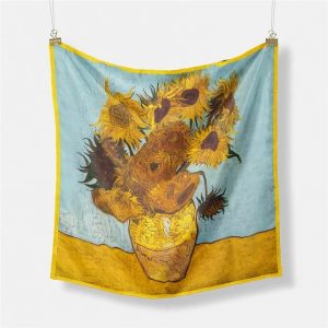 Foulard quadrato d’ autore raffigurante il quadro “I GIRASOLI” di Van Gogh