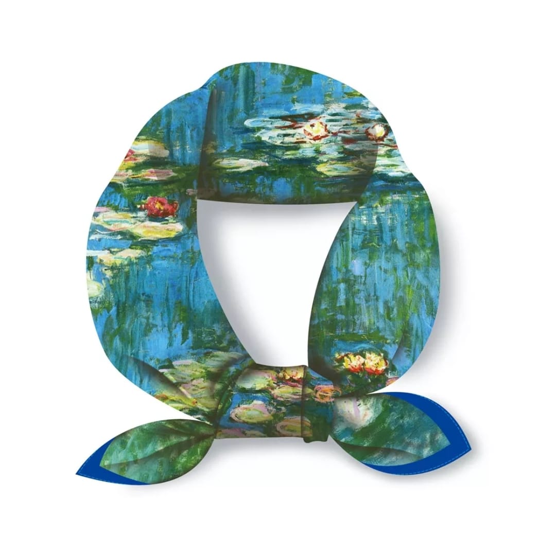 Foulard quadrato d’ autore raffigurante il quadro “I FIORI NELL’ ACQUA” di Monet - immagine 6