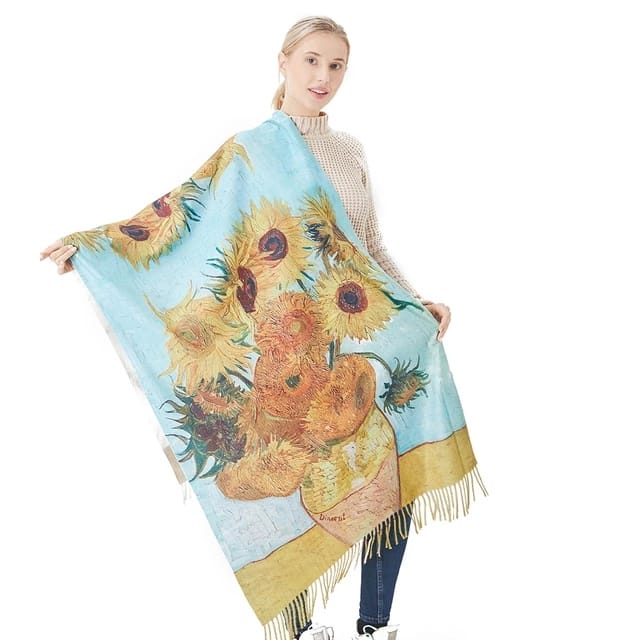 Sciarpa d’ autore raffigurante il quadro “I GIRASOLI” di Van Goh