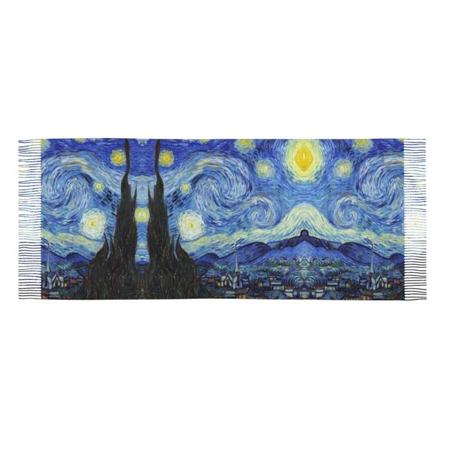 Sciarpa d’autore raffigurante il quadro “NOTTE STELLATA” di Vincent Van Gogh - immagine 6