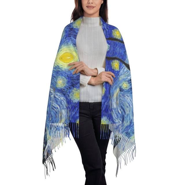 Sciarpa d’autore raffigurante il quadro “NOTTE STELLATA” di Vincent Van Gogh - immagine 4