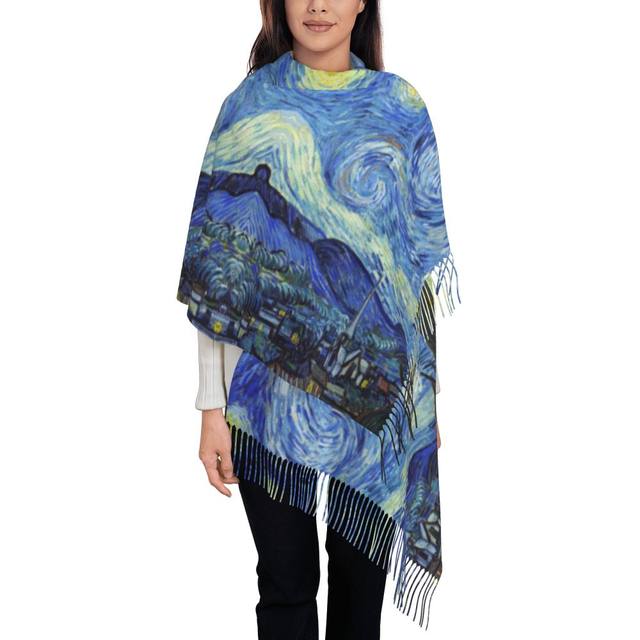 Sciarpa d’autore raffigurante il quadro “NOTTE STELLATA” di Vincent Van Gogh - immagine 3