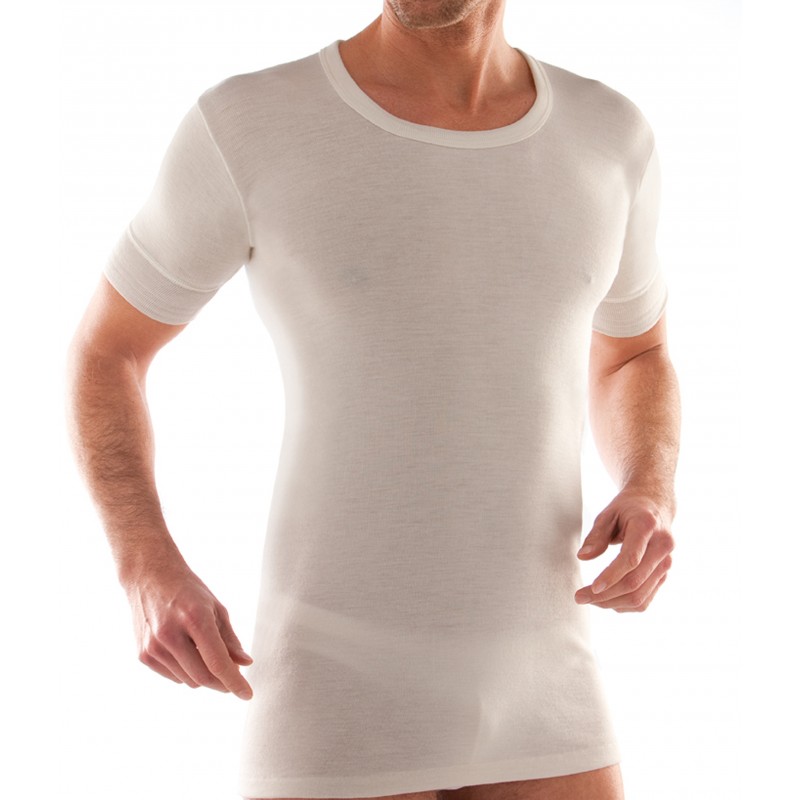 Maglia uomo Liabel art. 5148 a mezza manica girocollo in misto lana (80% leggera) - immagine 2