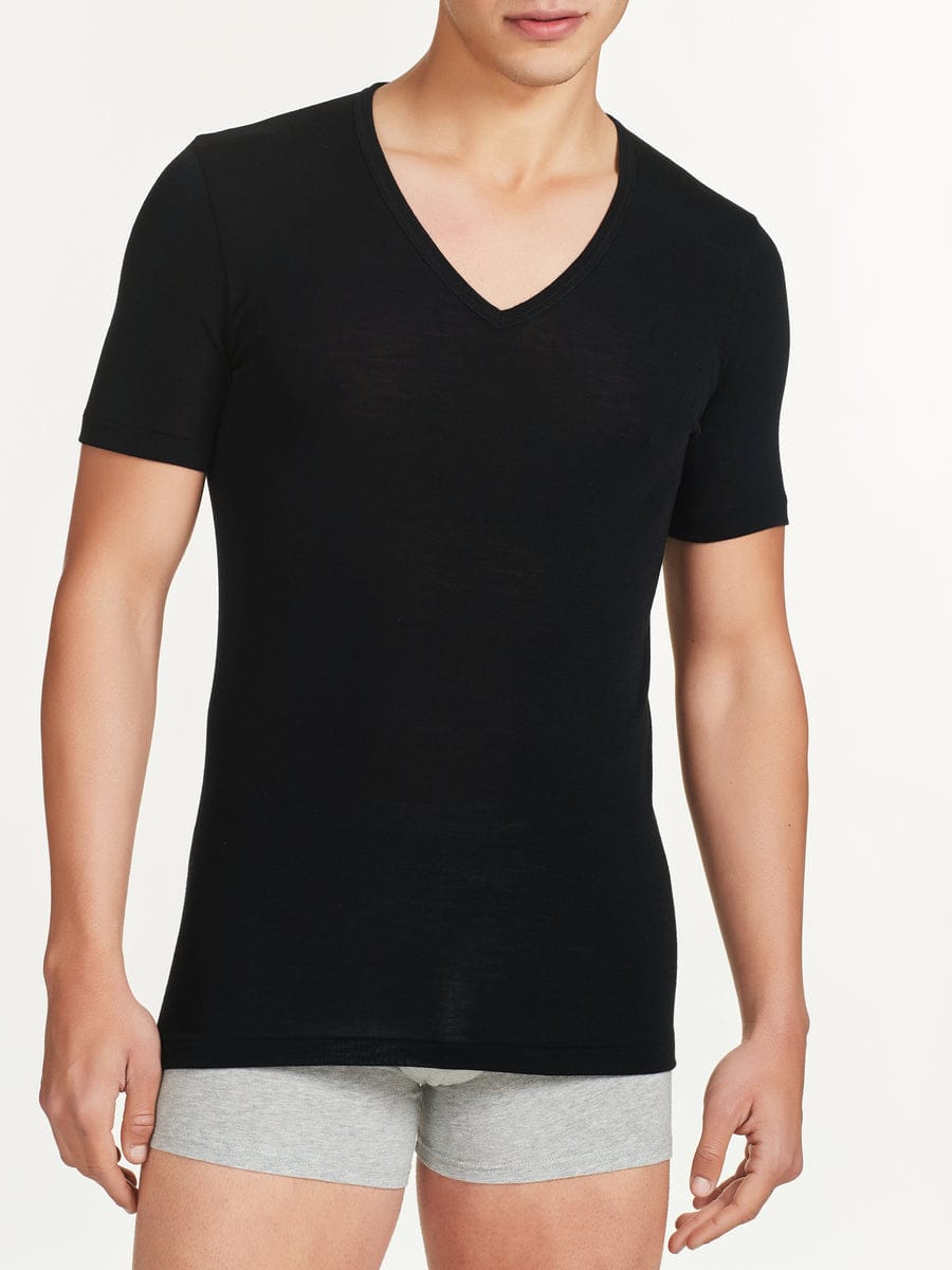 Maglia Ragno a mezza manica uomo scollo a v in pregiata lana modello Wonderwool - immagine 3