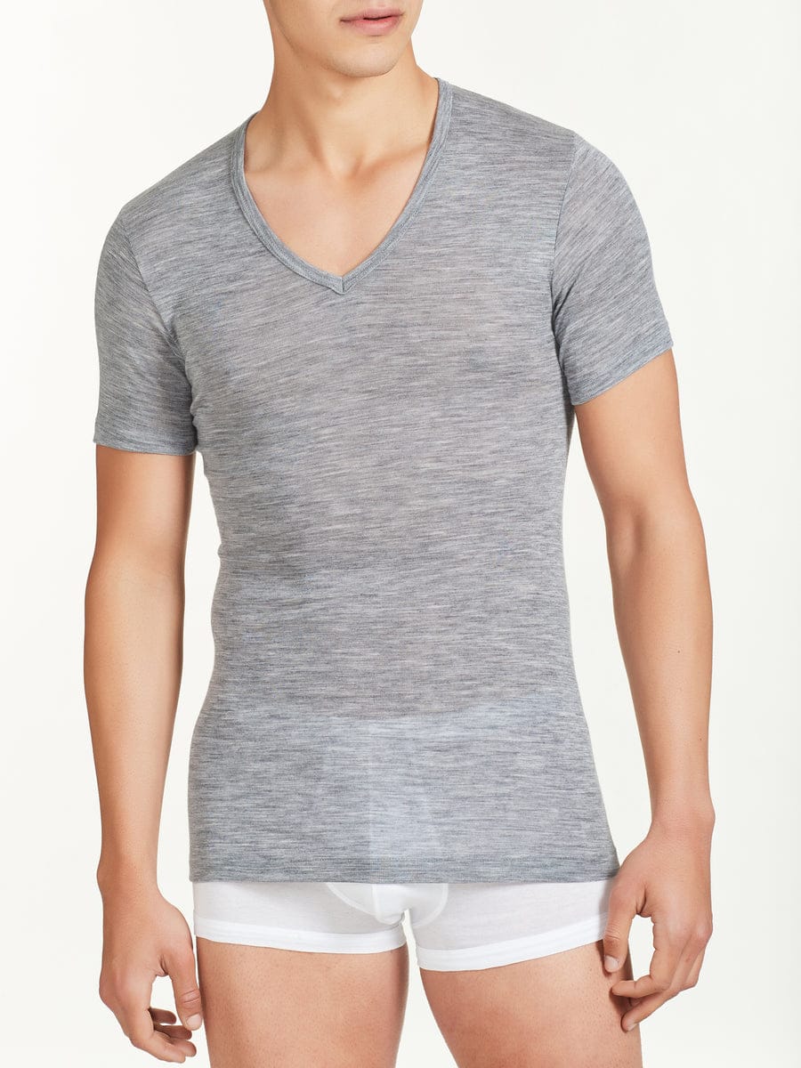 Maglia Ragno a mezza manica uomo scollo a v in pregiata lana modello Wonderwool - immagine 5