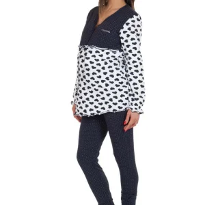 Pigiama pre-post parto serafino manica lunga in cotone