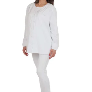 Pigiama clinico pre-post parto manica lunga in cotone con inserti in pizzo