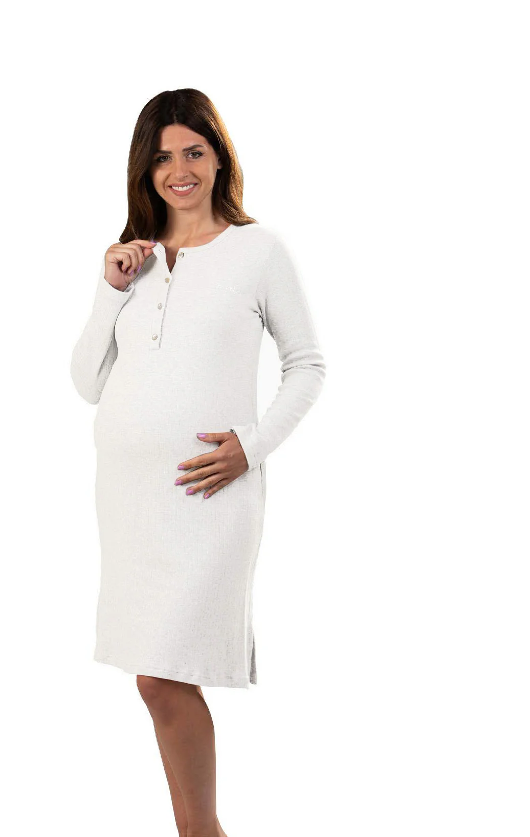 Camicia da notte manica lunga premaman modello serafino - immagine 3