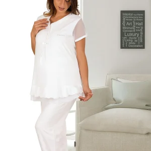 Pigiama clinico mezza manica con inserto in tulle