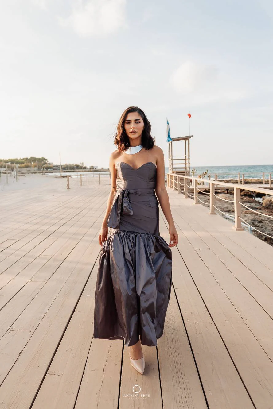 05. Coordinato Red Carpet bustier e gonna in taffeta cerimonia elegante - immagine 5