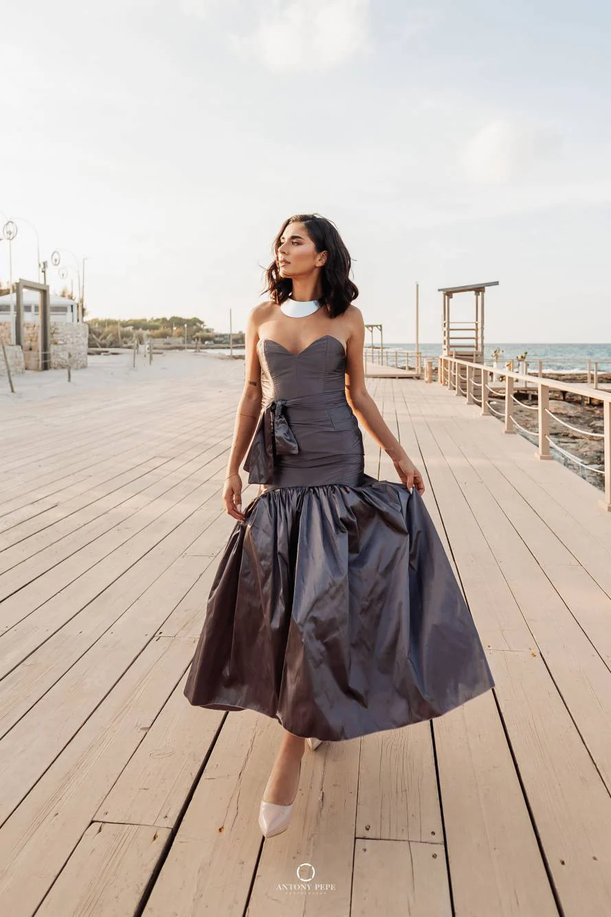 05. Coordinato Red Carpet bustier e gonna in taffeta cerimonia elegante - immagine 7