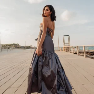 05. Coordinato Red Carpet bustier e gonna in taffeta cerimonia elegante