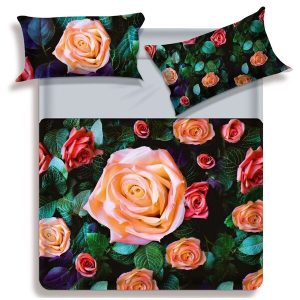 Completo Lenzuola Copriletto Matrimoniale marca Biancaluna serie Miss Terry modello Blos – 100% Cotone